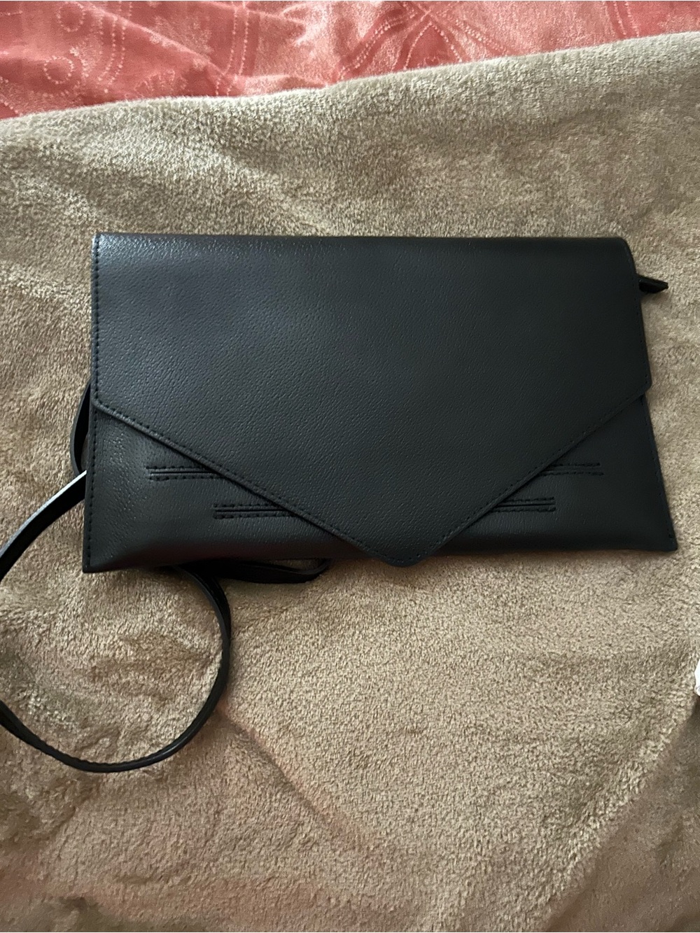 Gianni Chiarini  Black Leather Envelope Crossbody Clutch